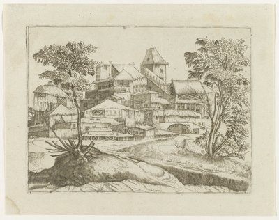 Landscape with Trees and Buildings by Anonymous