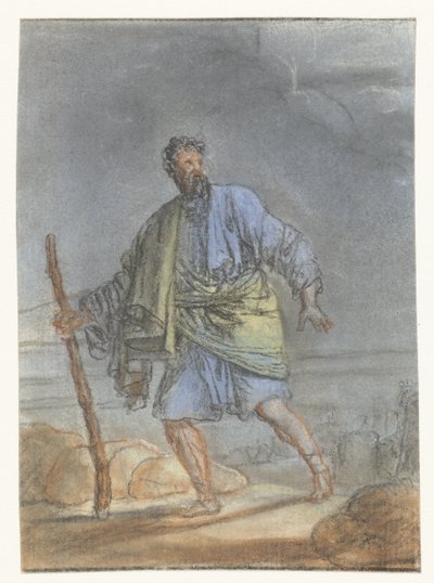 Walking Man with Stick by Anonymous