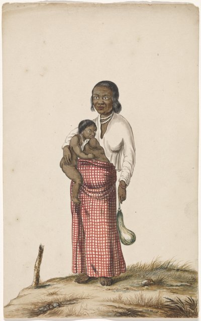 Moorish Woman with Infant and Eggplant by Anonymous