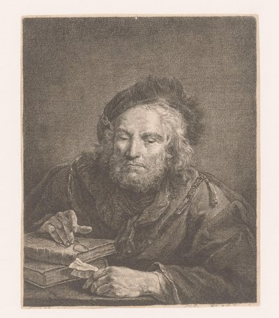 Old Man with Books and Glasses by Anonymous