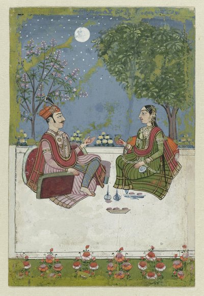 Couple on Terrace with Moonlight by Anonymous