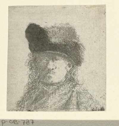 Portrait of Rembrandt with Fur Hat by Anonymous