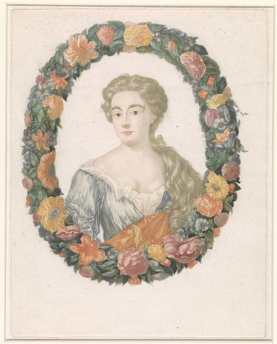 Portrait of a Woman with a Flower Crown by Anonymous