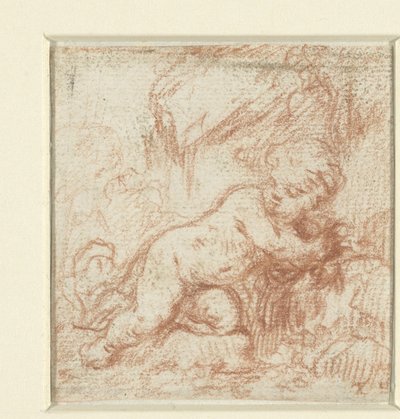 Putto in Landscape by Anonymous