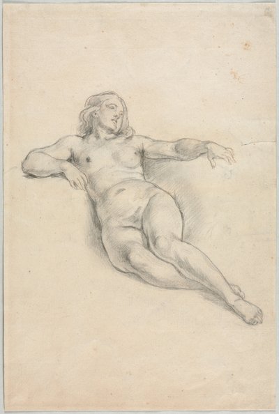 Reclining Female Nude (recto) by Anonymous