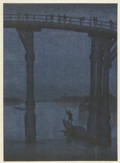 Rowboat Under Bridge by Anonymous