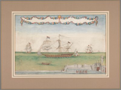 Spanish Ships at a Fort by Anonymous
