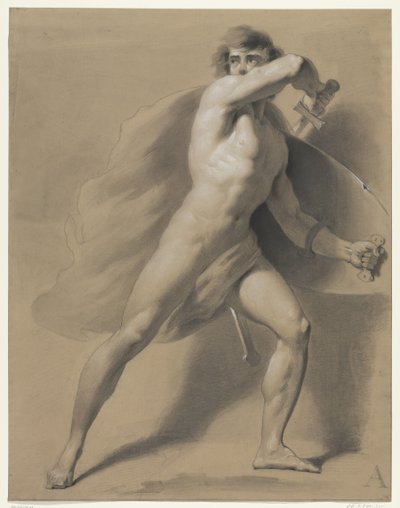 Standing Male Nude, as Warrior by Anonymous