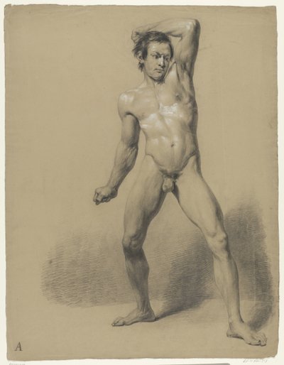 Standing Male Nude with Clenched Fists by Anonymous
