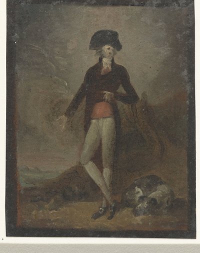 Standing Man with Dog at His Feet by Anonymous