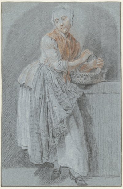 Standing Woman with a Basket by Anonymous