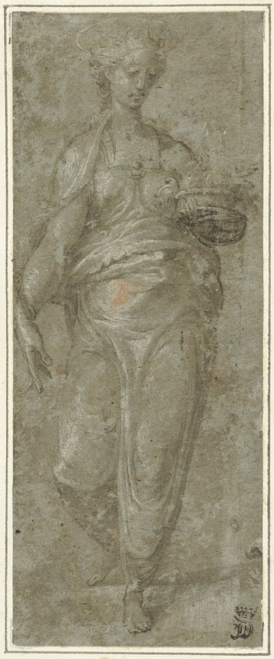 Standing Female Saint with Halo by Anonymous