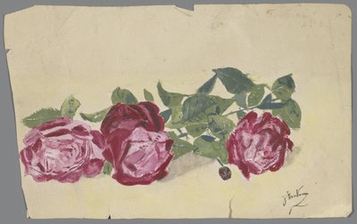 Branch with Three Roses by Anonymous