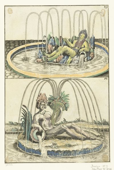Two Fountains (series title: Architectura Curiosa Nova) by Anonymous