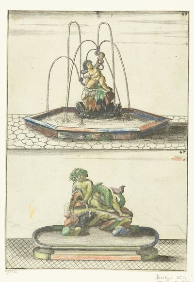 Two Fountains One Above the Other (Architectura Curiosa Nova) by Anonymous