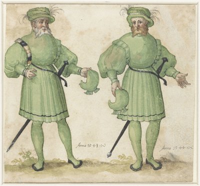 Two Courtiers in Light Green Clothing by Anonymous