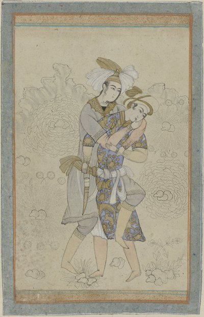 Two Young Men in an Erotic Embrace by Anonymous
