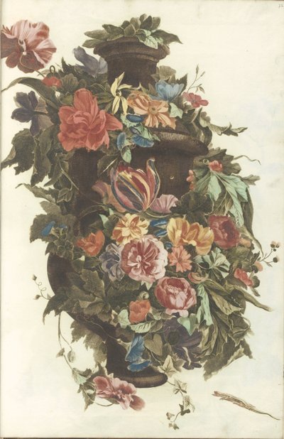 Vase Surrounded by Flower Garland by Anonymous