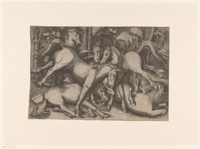Fighting Horses by Anonymous