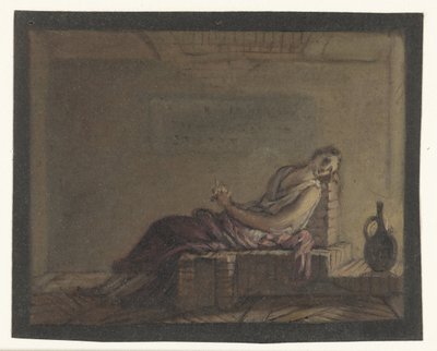 Woman Sitting on Her Bed in a Cell by Anonymous