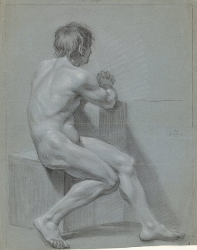 Seated Male Nude, to the Right by Anonymous