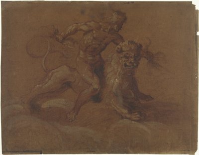 Seated Jupiter on a lion, on clouds by Anonymous