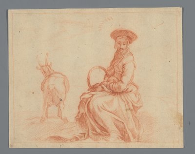 Seated Shepherdess with Goat by Anonymous