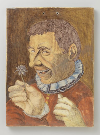 Plaque of Faience with Man with Flower by Anonymous