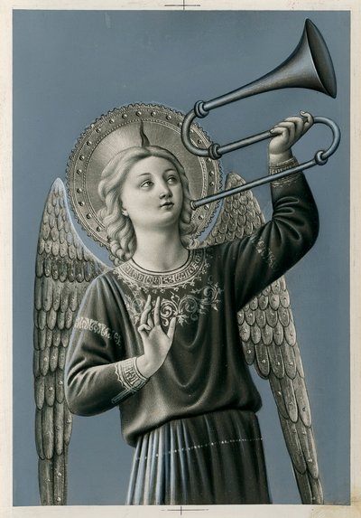 A musician angel playing trombone by Anonymous Anonymous