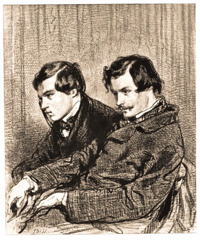 The Goncourt Brothers. Drawing, private collection by Anonymous Anonymous