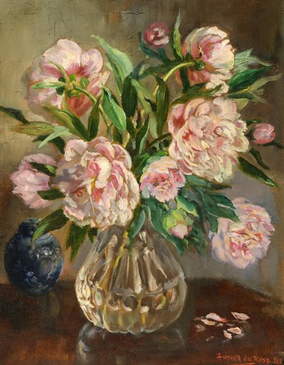 Peonies in a Glass Vase by Anthea Durose