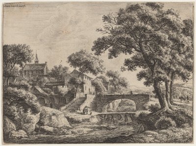 A Wooden and a Stone Bridge by Anthonie Waterloo