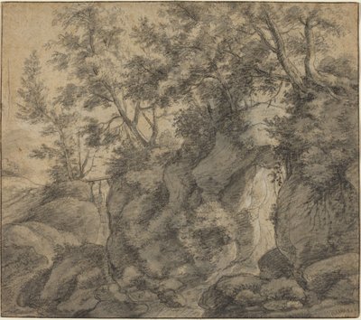 Landscape with a Wooded Ravine by Anthonie Waterloo