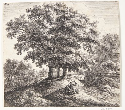 Seated Man and Woman by a Hollow Road by Anthonie Waterloo