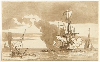 Naval Battle by Anthonie van den Bos