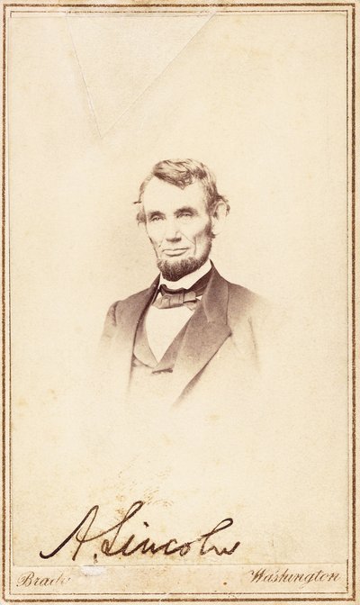 Abraham Lincoln, signed carte-de-visite by Anthony Berger