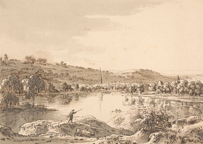 Village Seen from Across a Lake by Anthony Devis