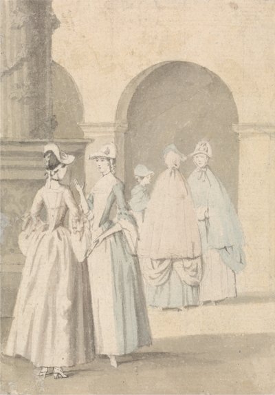 Ladies Beside a Column and Arcade by Anthony Highmore