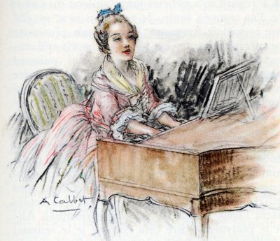Charlotte Playing Harpsichord by Antoine Calbet