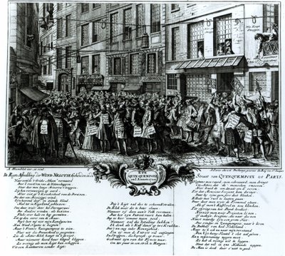 Rue Quinquempoix in 1720 by Antoine Humblot