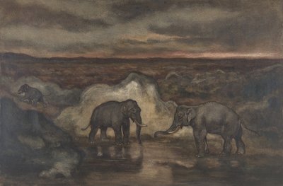 Elephants by a Pool by Antoine Louis Barye