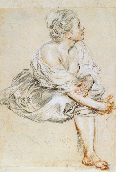 Seated Young Woman by Antoine Watteau