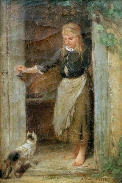 Girl with Cat by Anton Burger