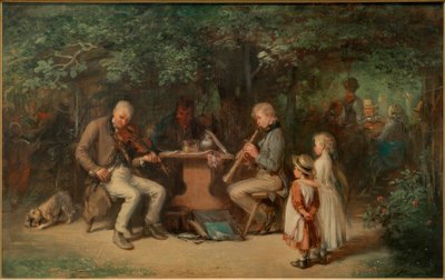 Musicians in the Tavern Garden by Anton Burger