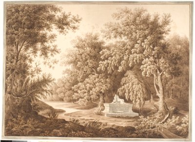 Park with a grave monument by Anton Carl Dusch