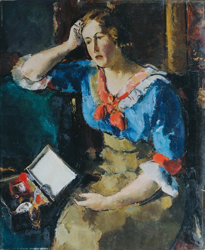 Seated Lady in Blue Blouse by Anton Faistauer