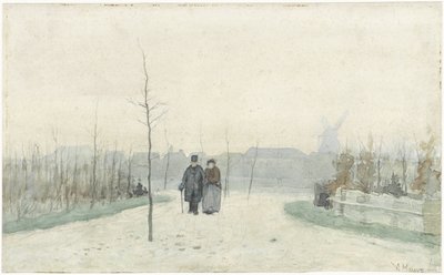 Old Couple in a Newly Laid-Out Park by Anton Mauve