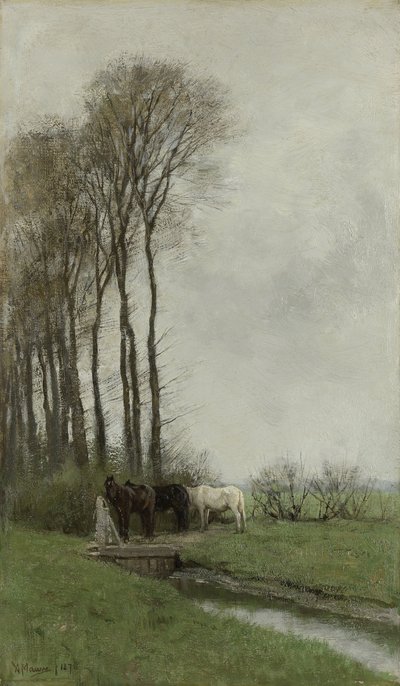 Horses by the Fence by Anton Mauve