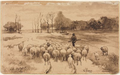 Shepherd with His Flock, c. 1870 by Anton Mauve