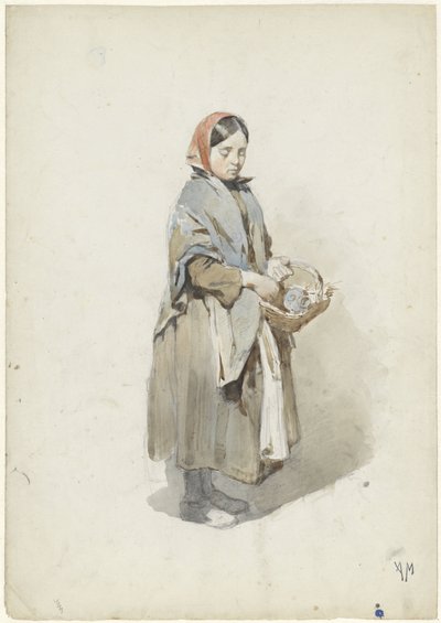 Standing Woman with Headscarf and Basket by Anton Mauve